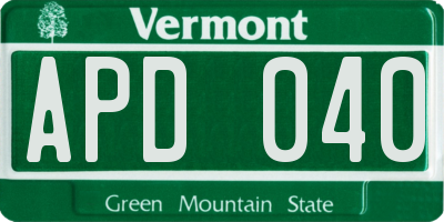 VT license plate APD040
