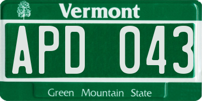 VT license plate APD043