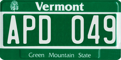VT license plate APD049
