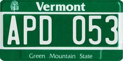 VT license plate APD053