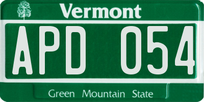 VT license plate APD054
