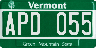 VT license plate APD055
