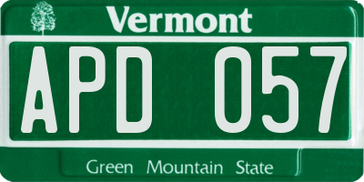 VT license plate APD057