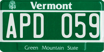 VT license plate APD059