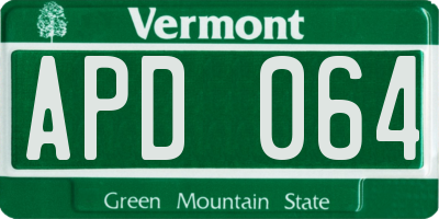 VT license plate APD064