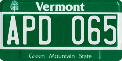 VT license plate APD065