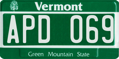 VT license plate APD069
