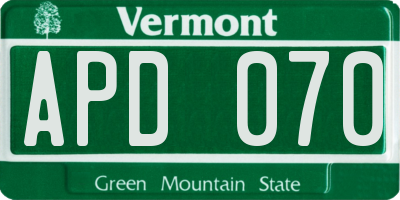 VT license plate APD070