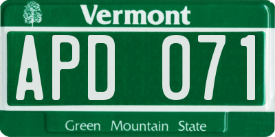 VT license plate APD071