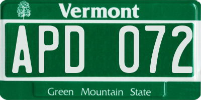 VT license plate APD072