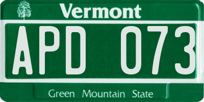 VT license plate APD073