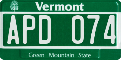 VT license plate APD074