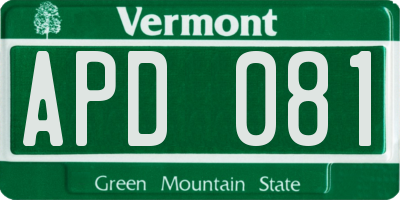 VT license plate APD081
