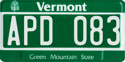 VT license plate APD083