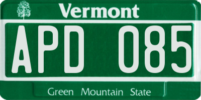 VT license plate APD085