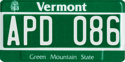 VT license plate APD086