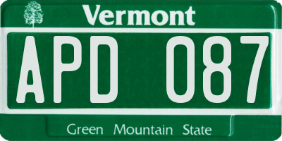 VT license plate APD087