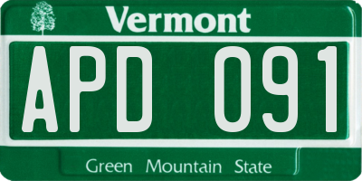 VT license plate APD091