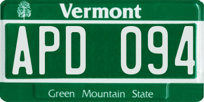 VT license plate APD094
