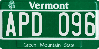 VT license plate APD096