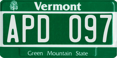 VT license plate APD097