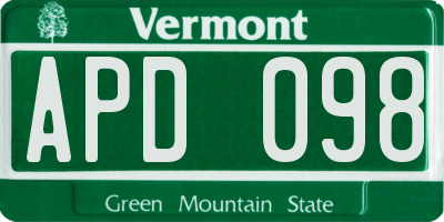 VT license plate APD098