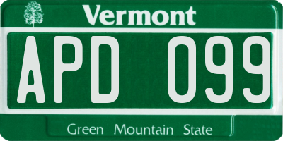 VT license plate APD099