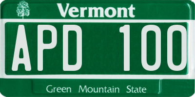VT license plate APD100