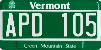 VT license plate APD105