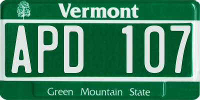 VT license plate APD107