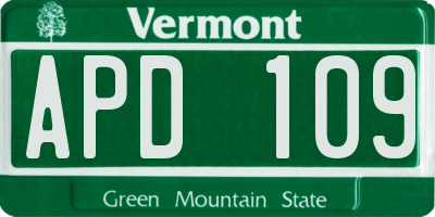 VT license plate APD109