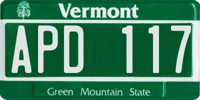 VT license plate APD117