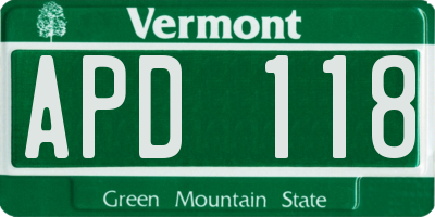 VT license plate APD118