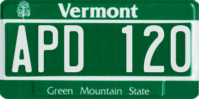 VT license plate APD120