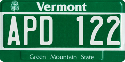 VT license plate APD122