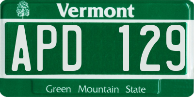 VT license plate APD129
