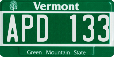 VT license plate APD133