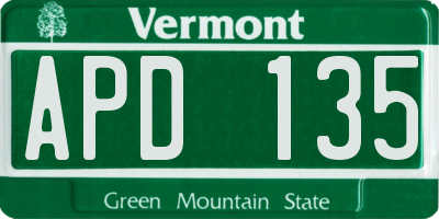 VT license plate APD135