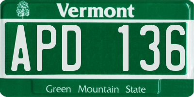 VT license plate APD136