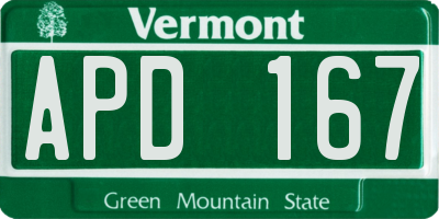 VT license plate APD167