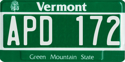 VT license plate APD172