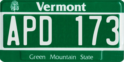 VT license plate APD173