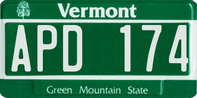 VT license plate APD174