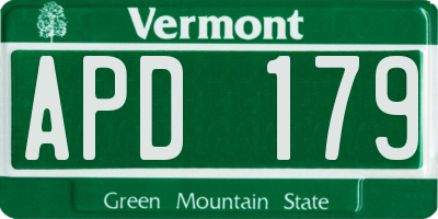 VT license plate APD179