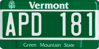VT license plate APD181