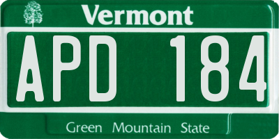 VT license plate APD184