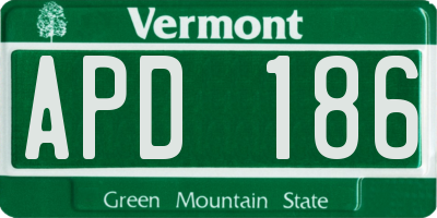 VT license plate APD186