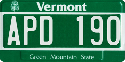 VT license plate APD190
