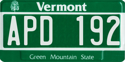 VT license plate APD192