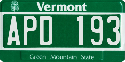 VT license plate APD193